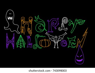 Happy Halloween lined lettering