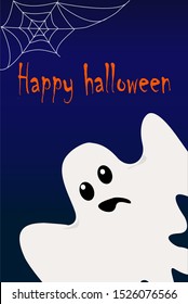 Happy halloween. Little ghost on dark background.