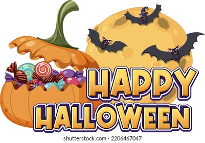 Happy Halloween Logo Banner Design illustration