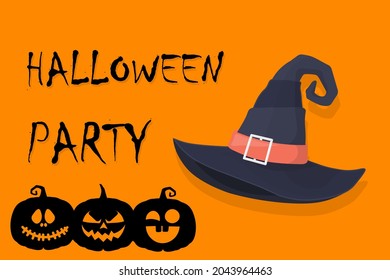 Happy Halloween logo banner in orange colors for Halloween day