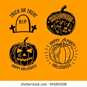 Happy Halloween logo with curving pumpkins