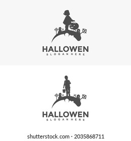 Happy Halloween  logo design template illustration vector