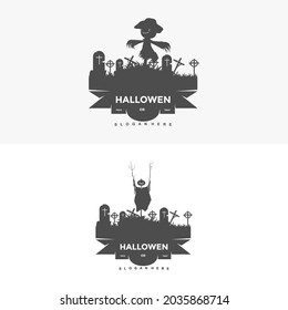 Happy Halloween  logo design template illustration vector