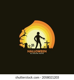 Happy Halloween logo design template illustration vector