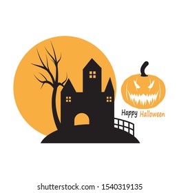 Happy Halloween logo design vector illustration