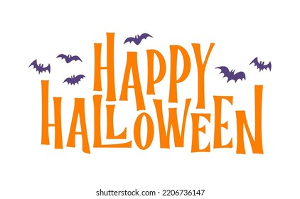 Happy Halloween logo lettering. Spooky badge design. 