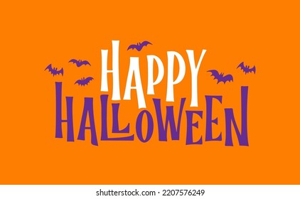 Happy Halloween logo lettering. Spooky badge design. 