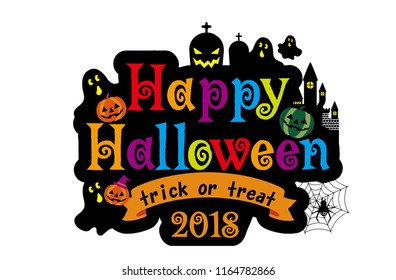 Happy Halloween logo mark, Halloween illustration, 2018, silhouette,vector data