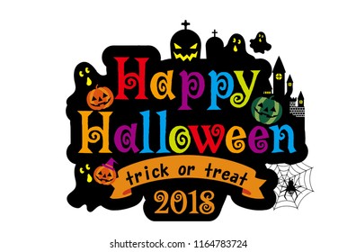 Happy Halloween logo mark, Halloween illustration, 2018, vector data