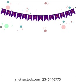 Happy Halloween logo text design.  Flag party and happy Halloween continuous line drawing. Vector with black lines isolated on white background