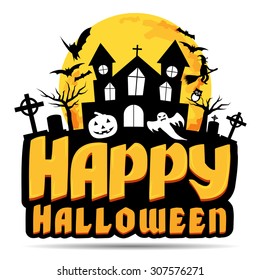 Happy Halloween logo. Vector illustration.