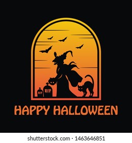happy halloween logo vector illustrations template