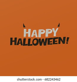 "Happy Halloween" logotype design. Horns added. Abstract Halloween background.