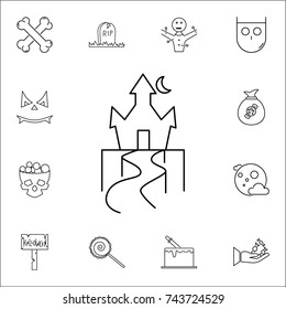 Happy Halloween Magic castle icon. Set of Halloween icons on white background