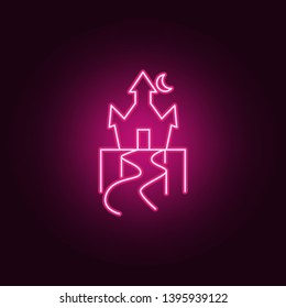 Happy halloween magic castle neon icon. Elements of Halloween set. Simple icon for websites, web design, mobile app, info graphics
