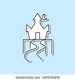 Happy halloween magic castle sticker icon. Simple thin line, outline vector of halloween icons for ui and ux, website or mobile application