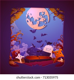 Happy Halloween Magic collection, witch, wizard attributes, creepy and spooky elements for halloween decorations, doodle silhouettes, sketch, sticker. Paper art, Hand drawn vector illustration.