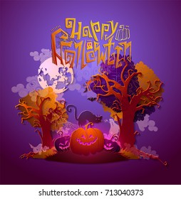 Happy Halloween Magic collection, witch, wizard attributes, creepy and spooky elements for halloween decorations, doodle silhouettes, sketch, sticker. Paper art, Hand drawn vector illustration.