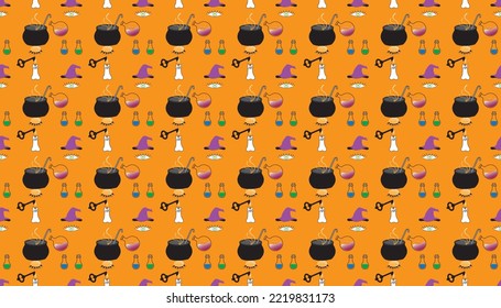 Happy Halloween. Magic recipes from witches. Seamless pattern.