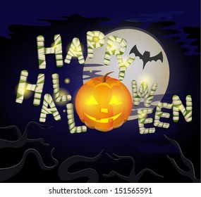 Happy Halloween message design background, vector illustration