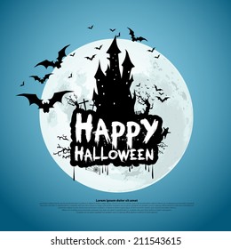 Fundo feliz do projeto da mensagem de Halloween, ilustração do vetor