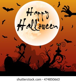 Happy Halloween message design background, vector illustration