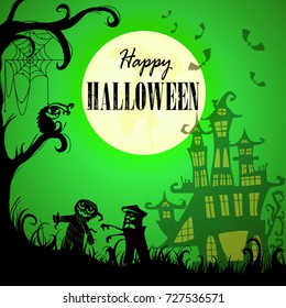 Happy Halloween message design background, vector illustration
