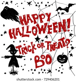 Happy Halloween message design background. Scary illustrations for greeting cards to Happy Halloween. Vector illustration EPS 10