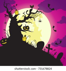 Happy Halloween message design background, vector illustration