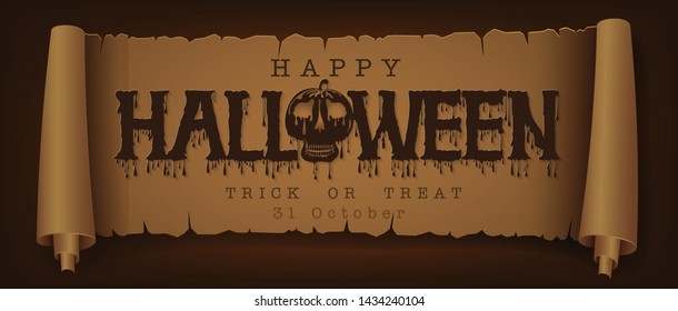 Happy Halloween message design on retro of paper background