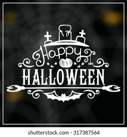 Happy Halloween message design on unfocused background. Vector illustration