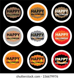 Happy Halloween message design with pumpkin on black background , vector illustration 