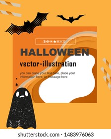 Happy Halloween message - Flat lay and digital craft style vector backgrounds