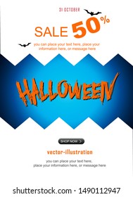 Happy Halloween message - Flat lay and digital craft style vector backgrounds