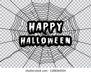 Happy halloween message on cobweb. Vector illustration of halloween.