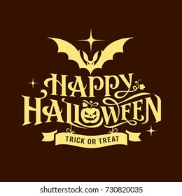 Happy Halloween message silhouette design on black background, illustration