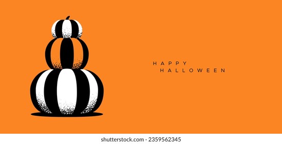 Happy halloween modern pumpkin illustration greeting card. Fall season harvest vegetable design for october 31 holiday celebration event. Minimalist style party invitation, web template art.