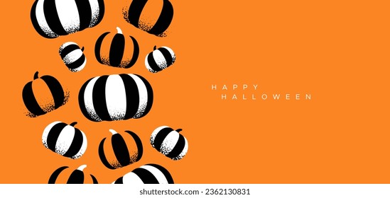 Happy halloween modern pumpkin illustration greeting card. Fall season harvest vegetable design for october 31 holiday celebration event. Minimalist style party invitation, web template art.