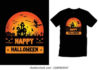 Happy Halloween. Modern quotes Halloween Vector design. Halloween Illustration T-shirt Design or prints, apparel, vector, art, illustration, typography, poster, template, trendy black tee shirt design
