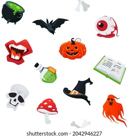 Happy Halloween - modern vector colorful seamless pattern