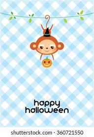 happy halloween monkey greeting card