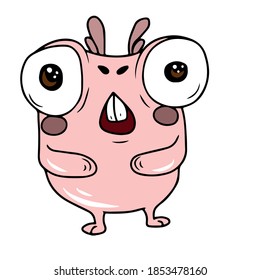 Happy Halloween. A monster with big eyes . Cute cartoon kawaii scary funny children's character. White background. Flat design. Vector