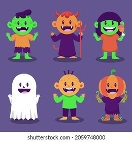 Happy halloween monster character for novel and story. Vector illustration flat style for designer create banner, web page, card or novel and story.