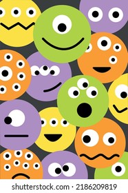 Happy Halloween. Monster colorful silhouette head face icon set line. Cute cartoon scary funny baby character. 