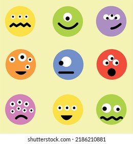 Happy Halloween. Monster colorful silhouette head face icon set line. Cute cartoon scary funny baby character. 