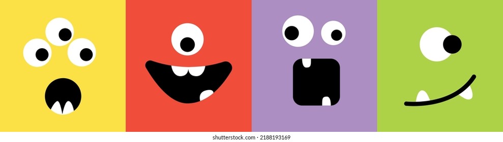 Happy Halloween. Monster colorful silhouette head face icon set line. Cute cartoon scary funny baby character. 