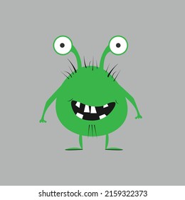 Happy Halloween. Monster icon. Cute kawaii cartoon scary funny baby character. Eyes, tongue, tooth fang, hands up. Flat design. Vector cartoon illustration