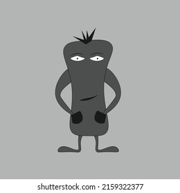 Happy Halloween. Monster icon. Cute kawaii cartoon scary funny baby character. Eyes, tongue, tooth fang, hands up. Flat design. Vector cartoon illustration