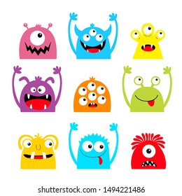 Cartoon Cute Monsters Stock Vector (Royalty Free) 160435046