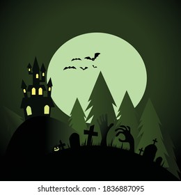 Happy Halloween Moon background, illustration.